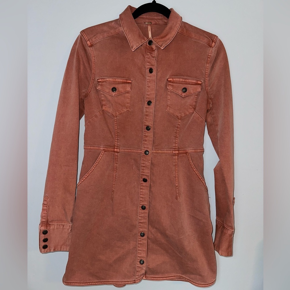 Free People Terracotta Button Up Dress